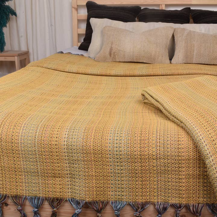 Wholesale Couch Throw, Cozy Organic Cotton Mustard Throw for wholesale by Organic Turkish Towels