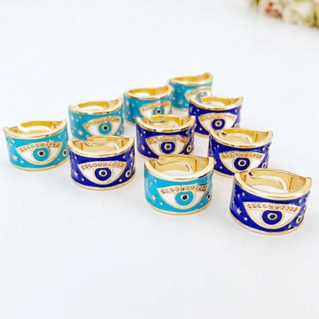 Evileyefavor - Wholesale Band/Stacked Ring - Evil Eye Ring, Wide Band Ring, Gold Ring, Blue Evil Eye Ring, Evil Eye Jewelry2