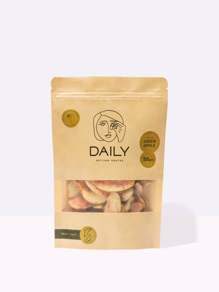 Tørrede grønne æble tynde og sprøde chips for engroshandel hos Daily Artisan