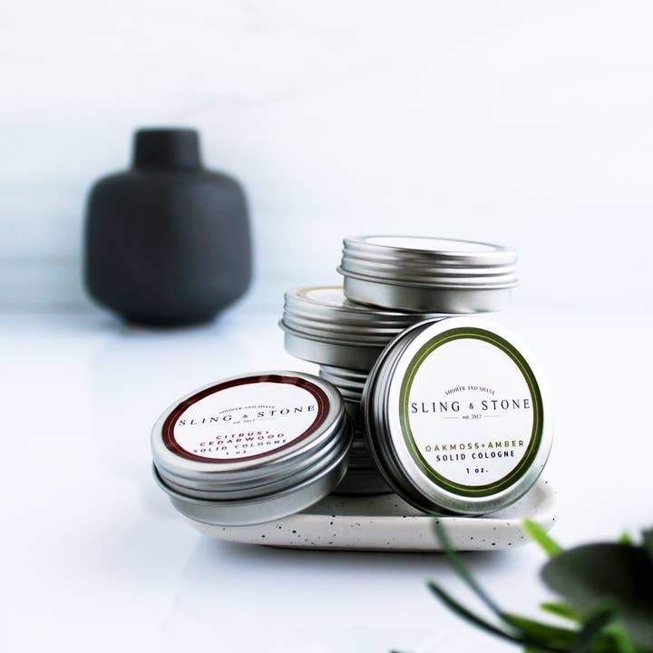 Sling & Stone | Shower & Shave - Wholesale Retailer Display - Beauty & Wellness - Solid Cologne Display Set (NEW SCENTS!)1