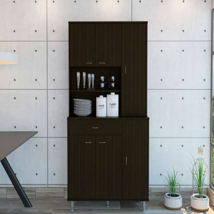 Treevol Furniture - Wholesale Cabinet - Piacenza Kitchen Pantry, Black Wengue Finish
