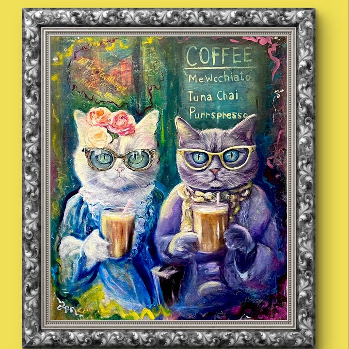 House Candy Wall Art | Lisa Alex Gray - Wholesale Art Print - Cats N Coffee – Whimsical Fine Art Print For Cat Lovers5