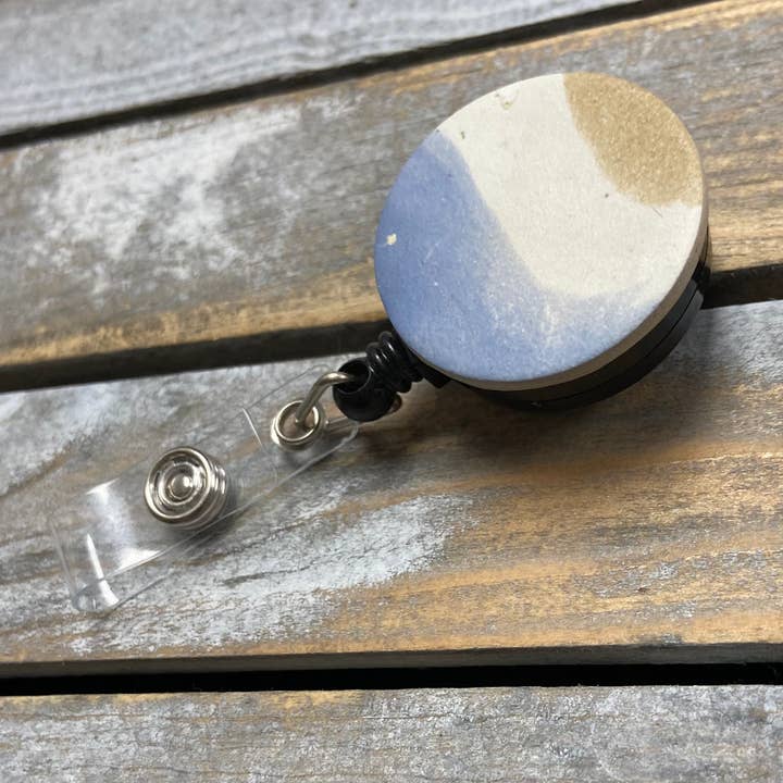 Polymer clay retractable badge reel - unique one of a kind for wholesale by Chickadee Creations