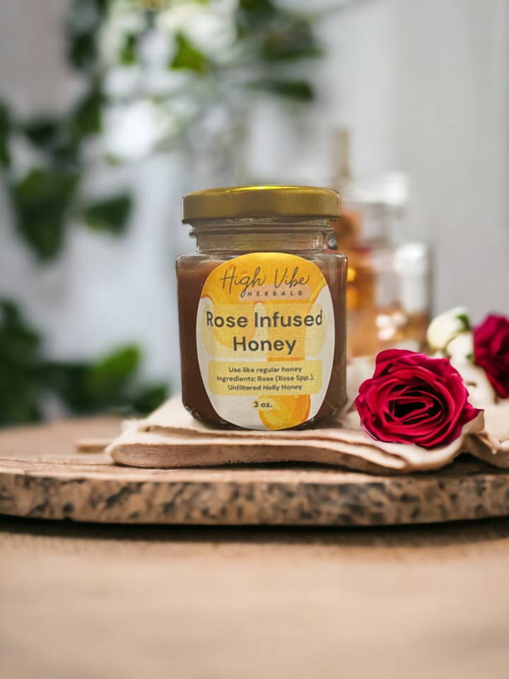 Rose Infused Honey for wholesale by High Vibe Herbals