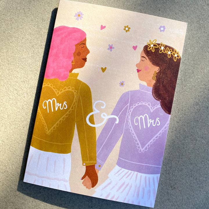 Lauren Sissons Studio - Wholesale Wedding card - Mrs & Mrs Wedding Card - Lesbian Wedding Card | Gay Wedding1