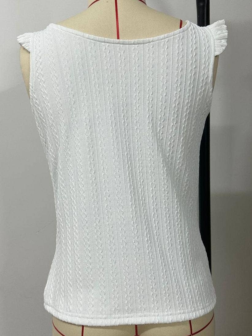 HIDDENBRAND - Wholesale Tank Top - Women's - Sleeveless ruffled textured tank top4