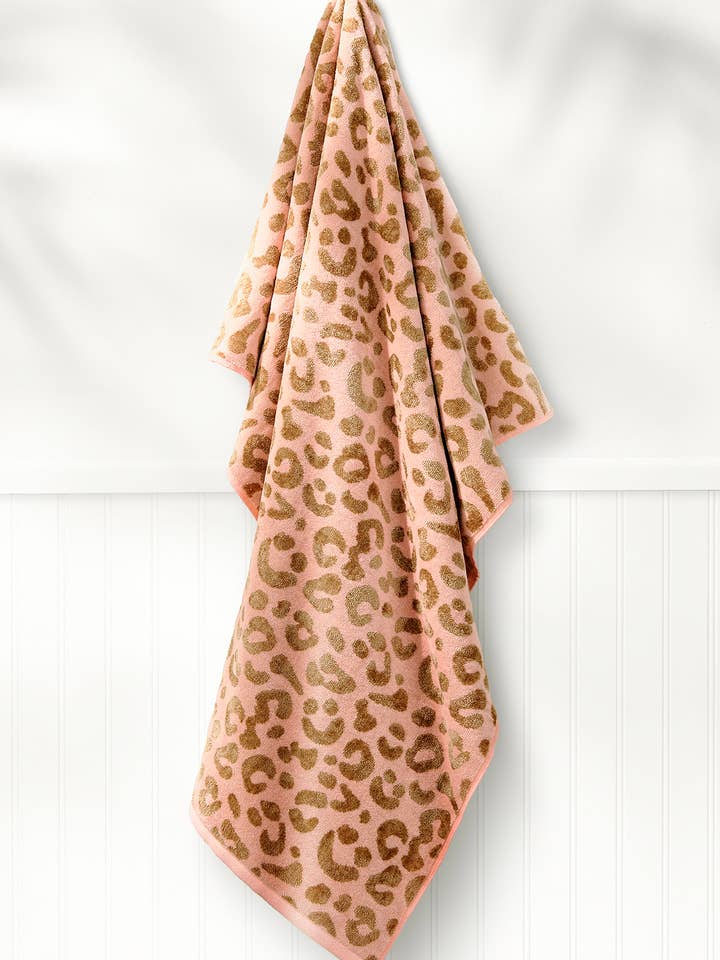 Leopard Gold Pink Beach Towel for wholesale by Caro Home