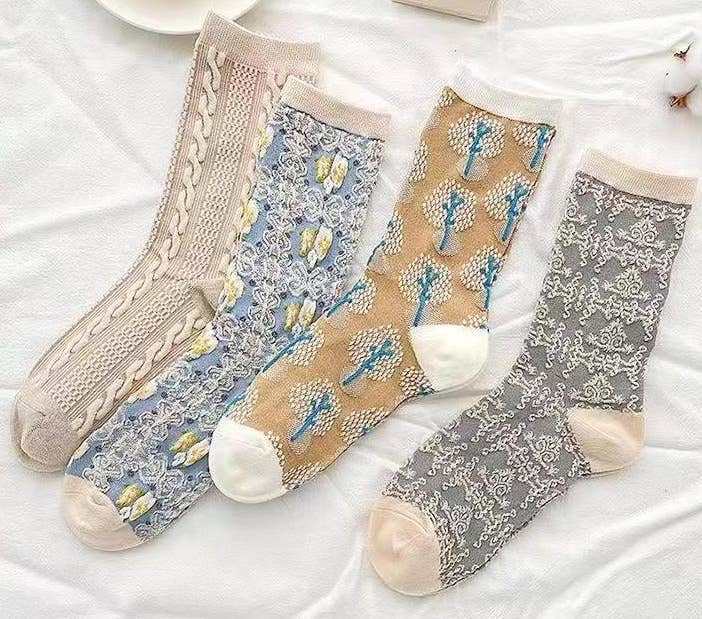 Sweetkama - Wholesale Socks - Women's - Ladies Multi Color Cotton Daily Socks SKASC41607