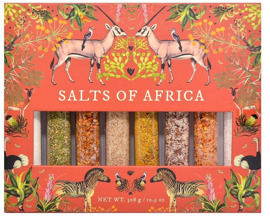 The African Home Goods – wholesale Salt – Salts of Africa Salt Collection | Gourmetprovsmak Kryddgåvoset | Gåva för män | Gåva för kvinnor | Gåva för alla tillfällen | Infuserat salt | Kaviarsalt | Cape Malay-salt | Ek-rökt salt | Roobios-infuserat salt | Afrikanska örtsalter | 8-gåvoset-pack0