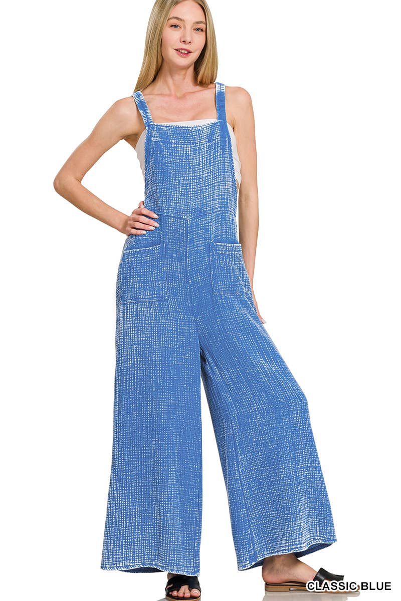 42POPS – Fato macaco - Mulher por atacado – Macacão de Perna Larga com Cintura Elástica em Musselina Dupla Lavada18