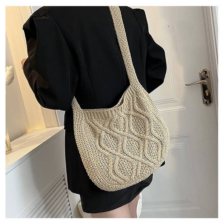 Wholesale CWAB4573_SOLID KNIT TWIST VINTAGE TOTE CROSSBODY Wholesale CWAB4573_SOLID KNIT TWIST VINTAGE TOTE CROSSBODY