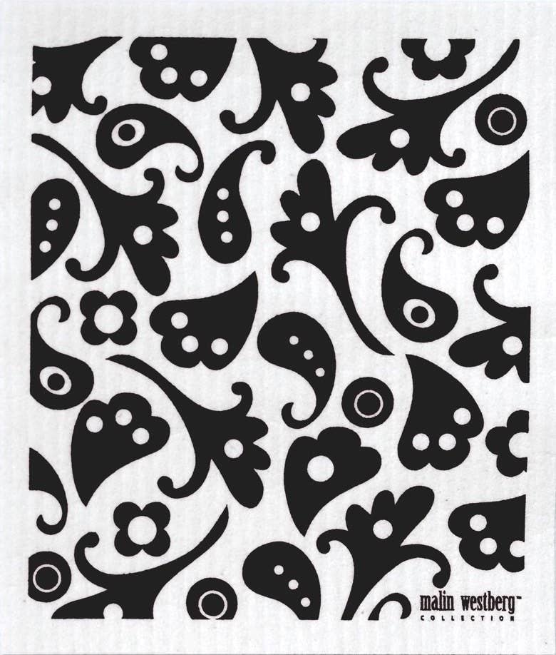 Trendy Tripper - Wholesale Dishcloth - PAISLEY BLACK or RED or OLIVE or BLUE Swedish Dishcloth0