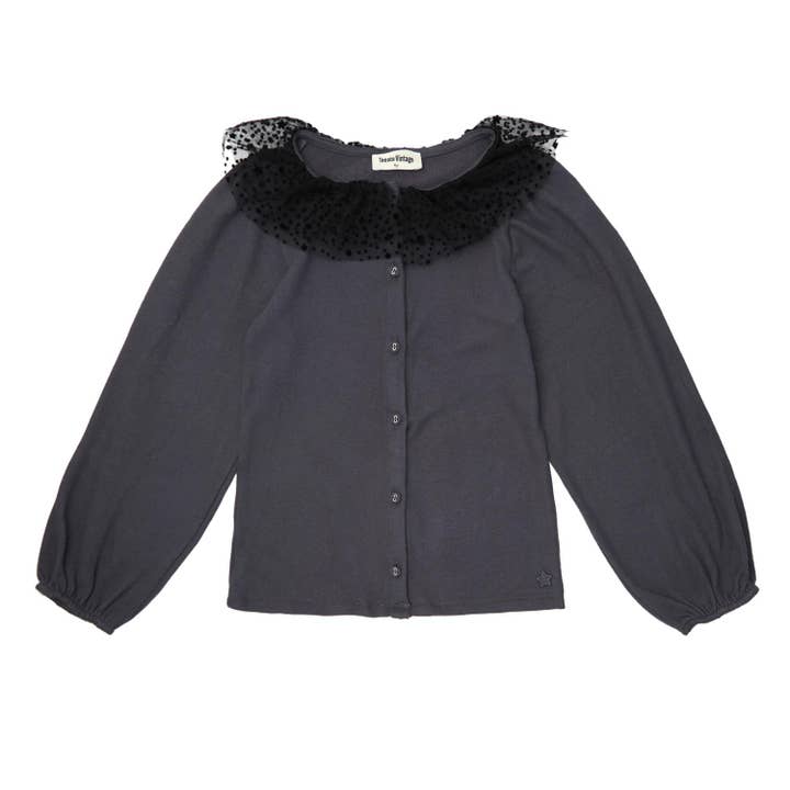 T-shirt med knapper tyl stjerner W53723-K for engroshandel hos Tocoto Vintage