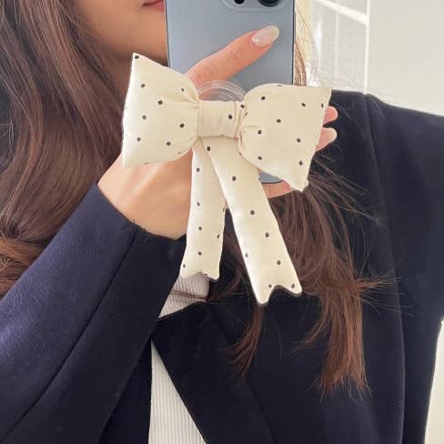 MOND HAUS - Wholesale Phone Grip - Myrtle Phone Grip | Polka Dot Fabric Padding Ribbon Charm6