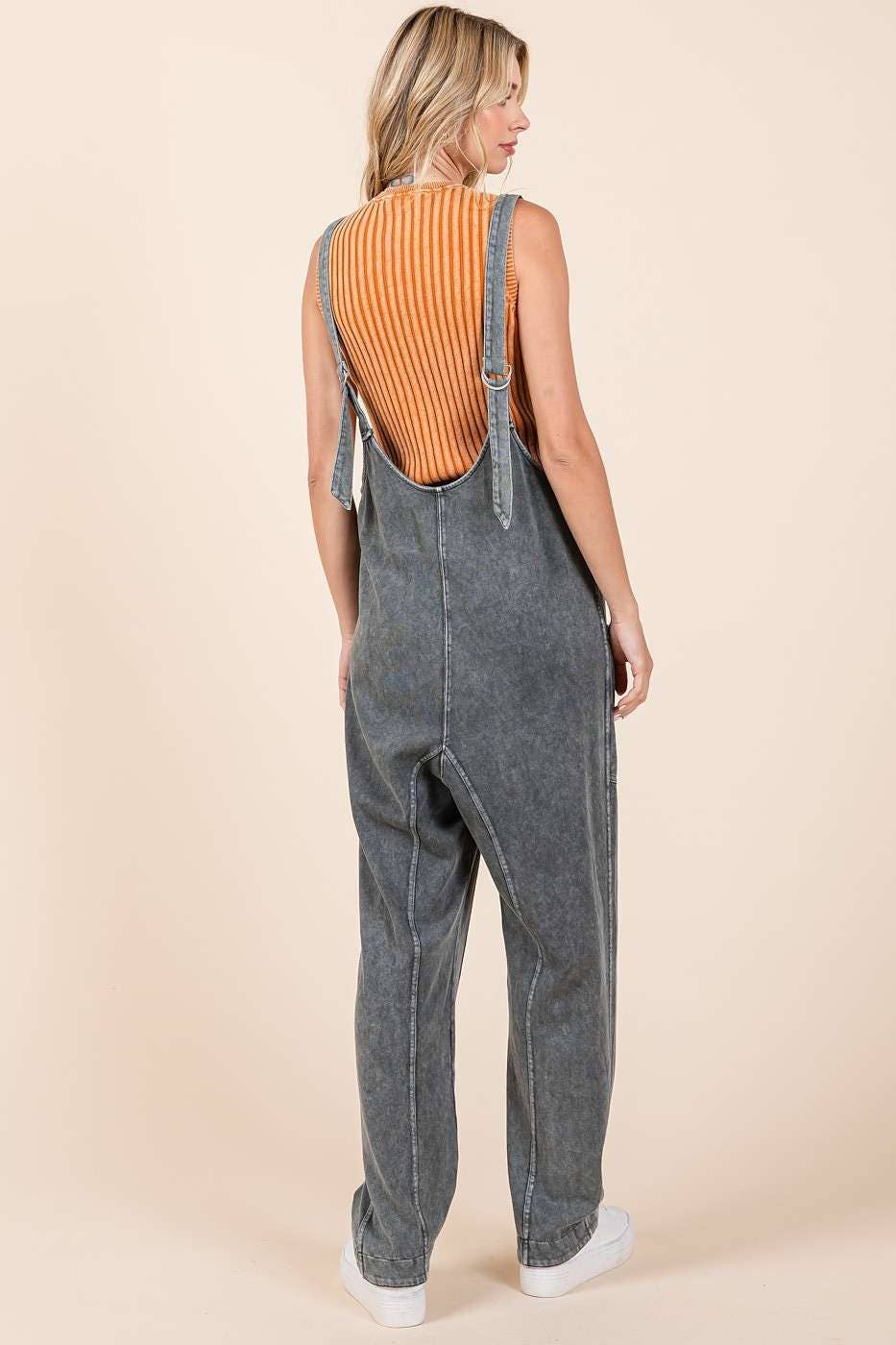 mittoshop - Wholesale Jumpsuit - Women's - MINERAL WASH RELAXED FIT SLEEVELESS HAREM JUMPSUIT2