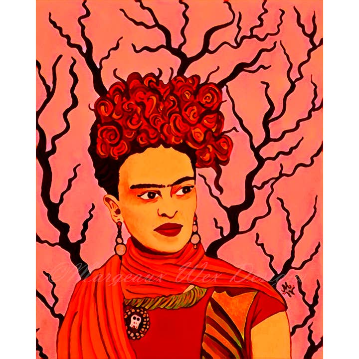 Frida Kahlo Art Print - Coral Variant for wholesale by Margeaux Wex Designs
