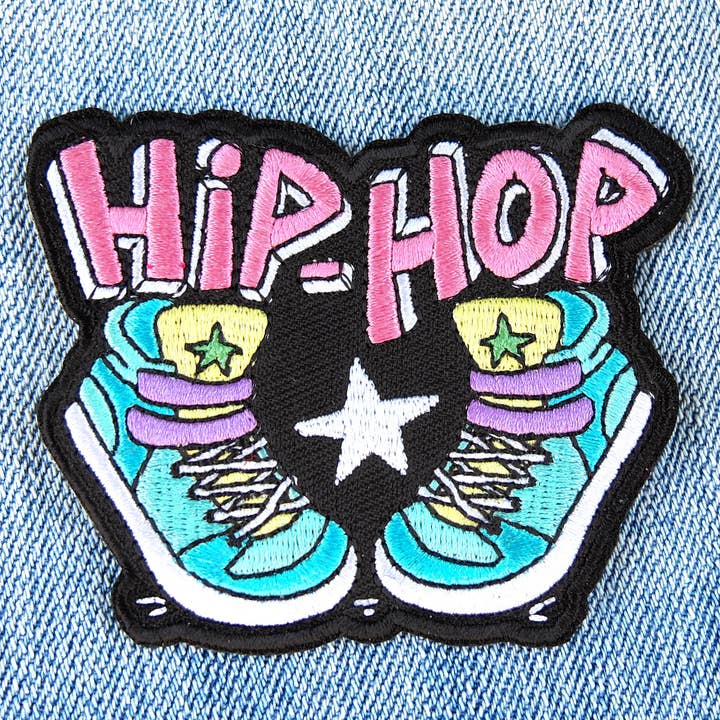 Hip Hop Dance Sneakers Shoes, Star Embroidered Iron-On Patch for wholesale by Lucky Sardine