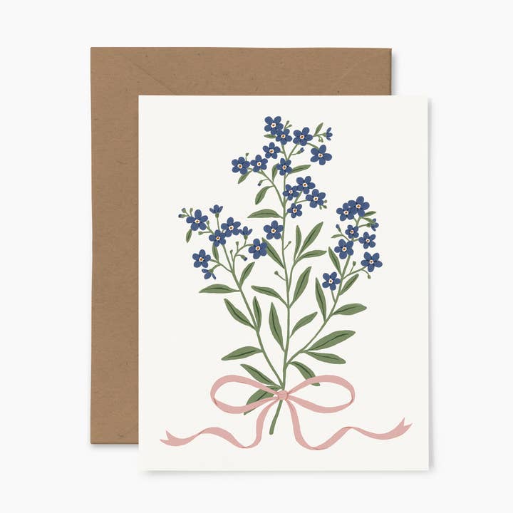 Flowers and Pink Ribbon | Greeting Card for wholesale by Papier Fleuri Co.