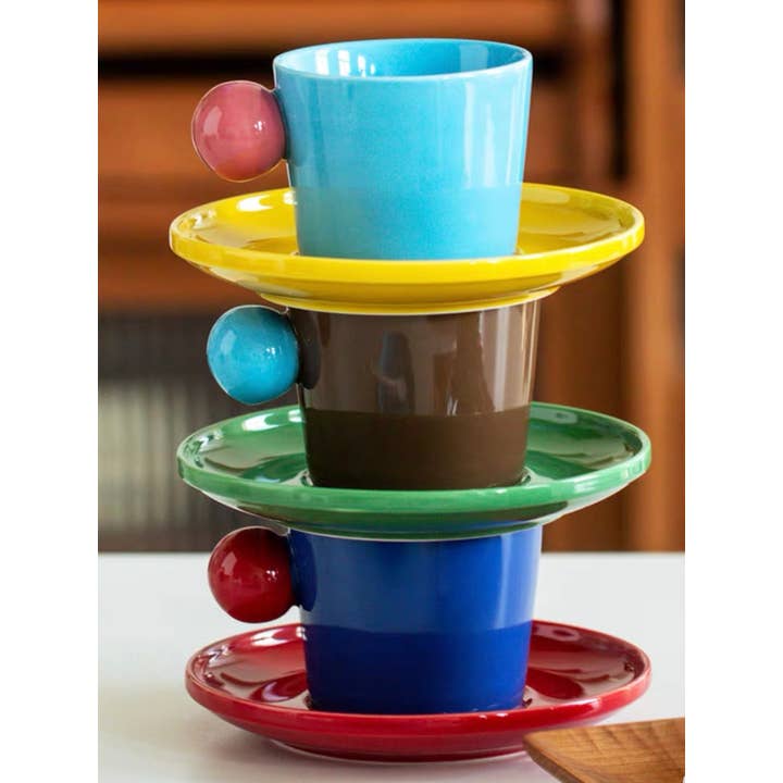 INSPECIAL HOME - Wholesale Coffee Mug - Handmade Cute Whimsical Coffee Espresso Mug With Saucer5