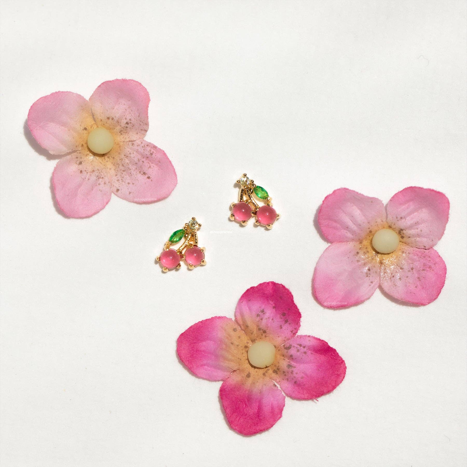 Girls Crew - Venta al por mayor Pendientes de botón/aretes de poste - Tacos de cereza11