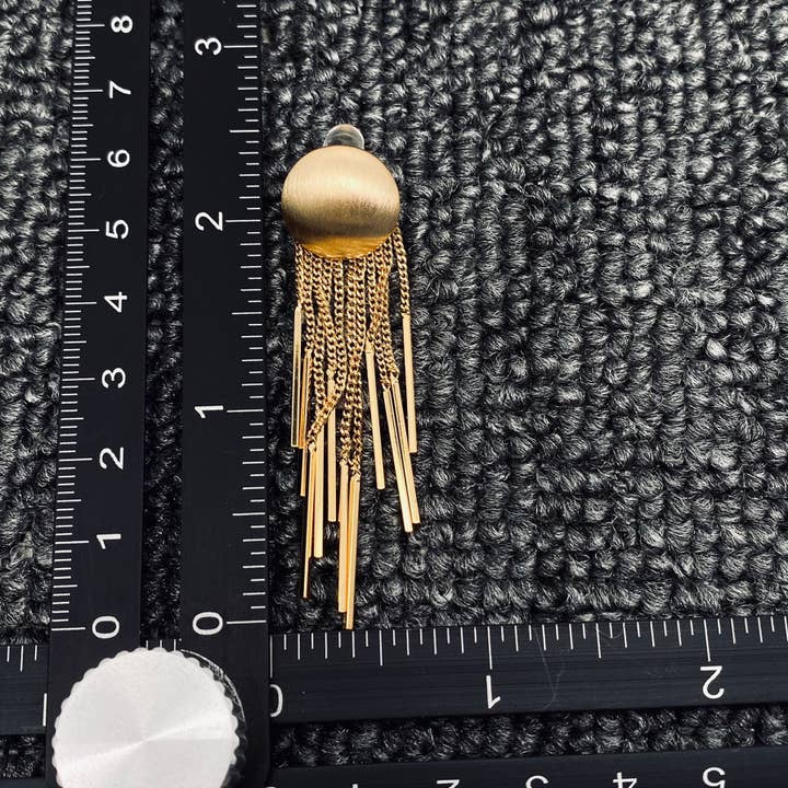 Mio Queena - Wholesale Dangle Earrings - Gold Plated Metal Chain Fringe Matte Post Earrings2