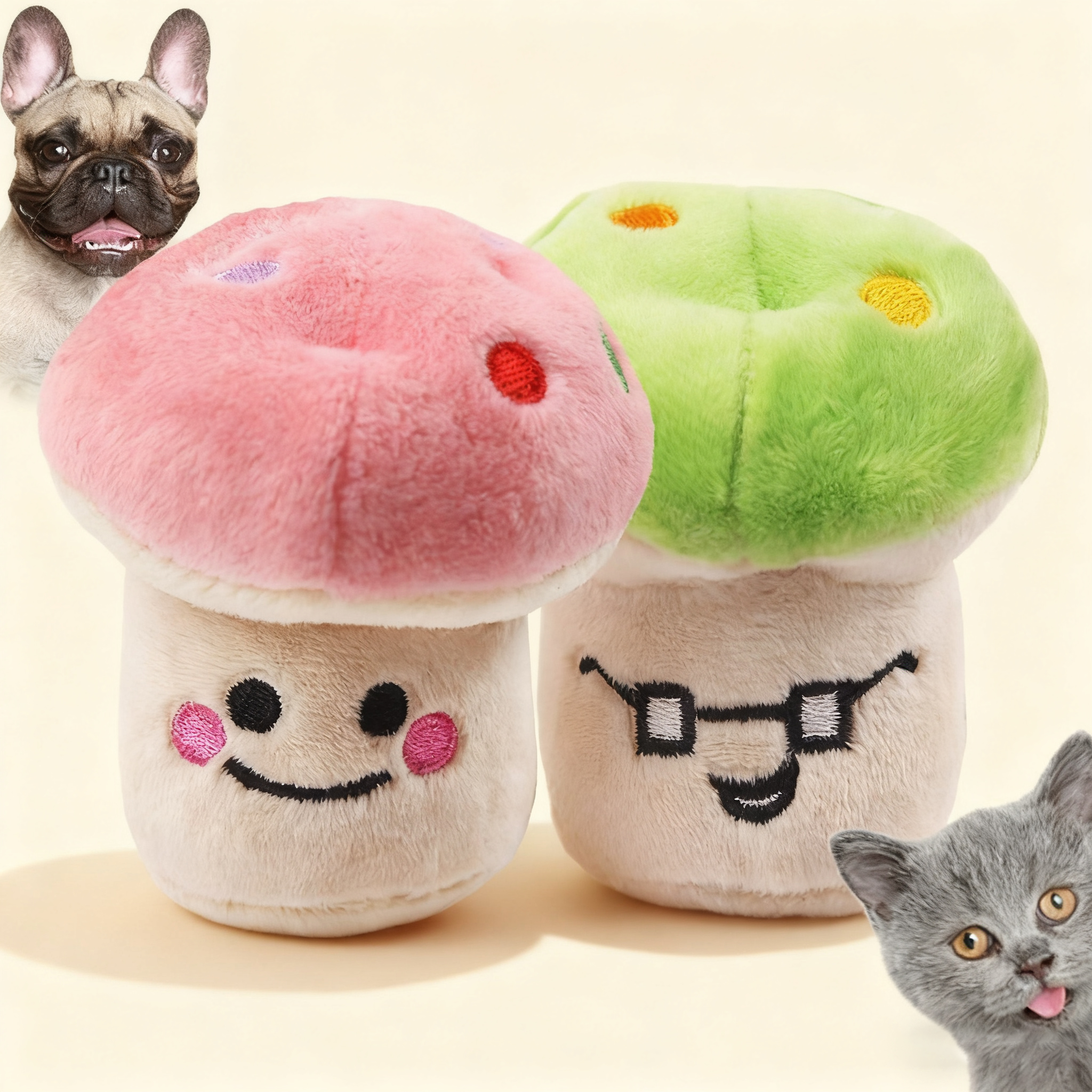 PAWPAWwholesale - Wholesale Pet Toy - Cat/Dog - Plush Mushroom Squeaky Toy for Dogs and Cats_CWMM109237