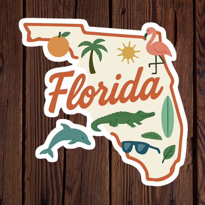 Florida Icons State Sticker for wholesale by Kase Wear