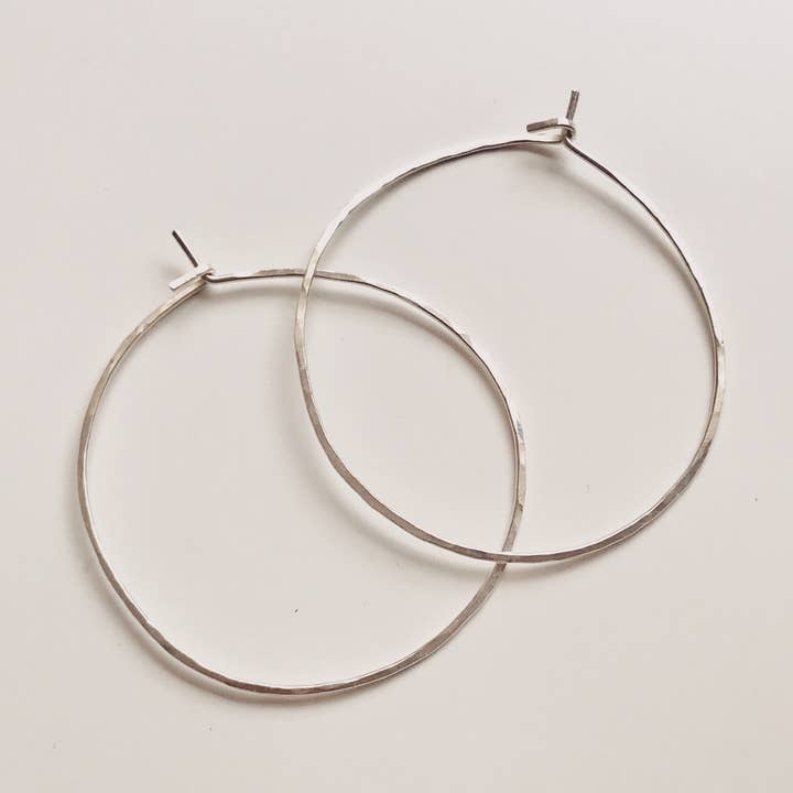 Hammered silver hoop earrings for wholesale by Orchha Jewels
