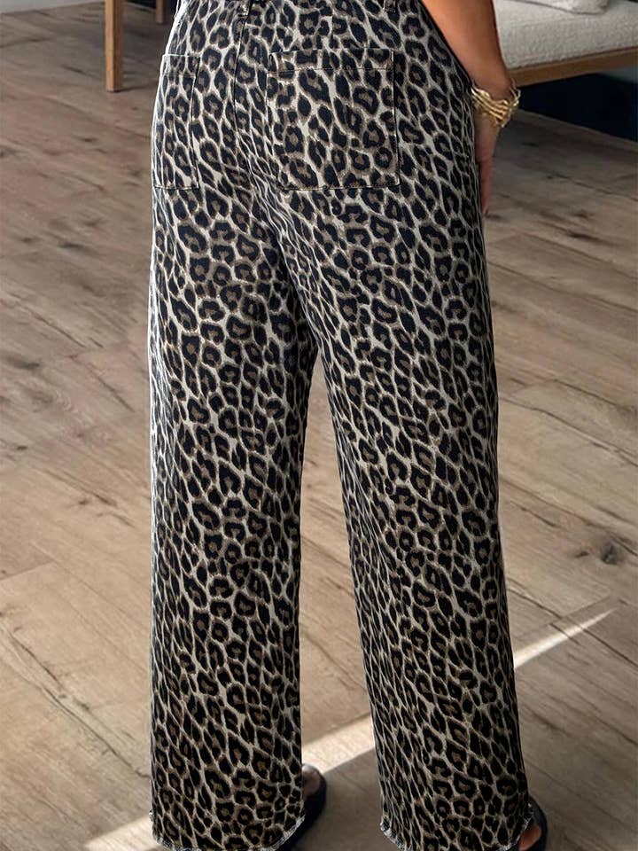 Giallo Jeans dritti a gamba larga Giallo Leopardo in vendita all'ingrosso su Faire3