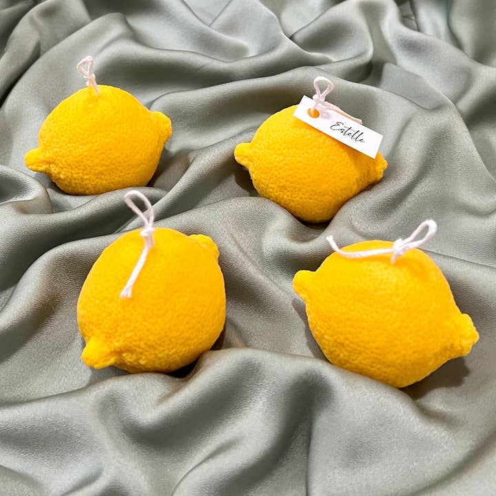 Estelle Studio - Venta al por mayor Velas de diseño llamativo - Vela de cera de soja con forma de limón: Decoración minimalista vegana5