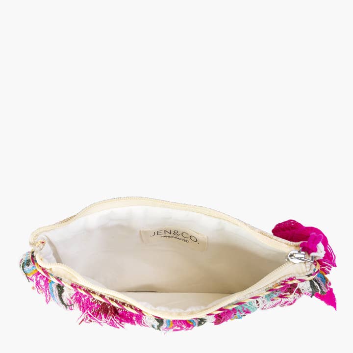 Jen & Co. – wholesale Pouch – Women’s – CS2162 Faith Printed Cotton Pouch w/ Fringe1