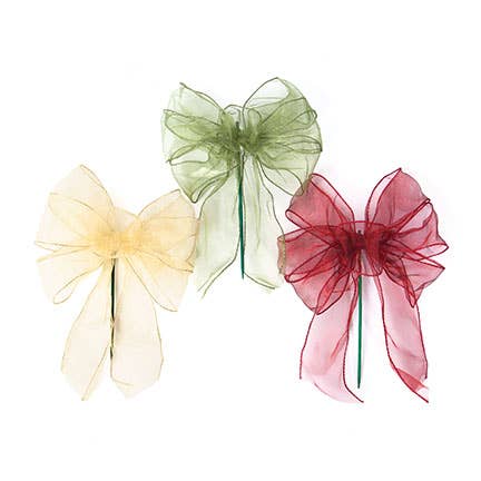 Willow Group - Wholesale Bow - Gift Wrapping - Organza Bow Floral Picks - Christmas / Holiday 24ct