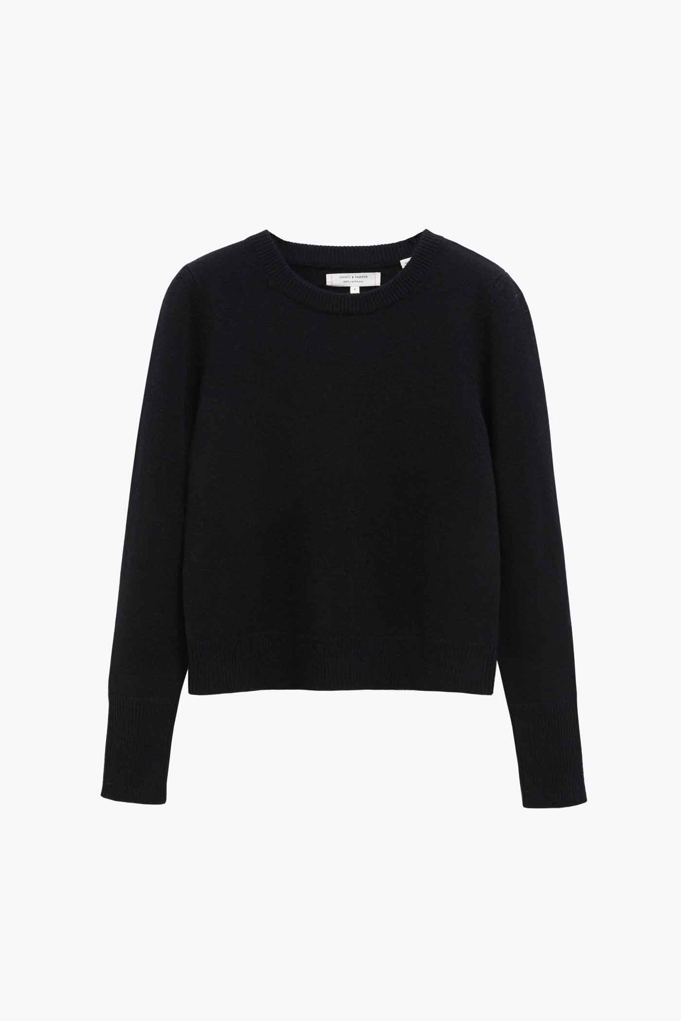 Chinti & Parker - Vente Pull en maille – femme - Pull court en cachemire noir1