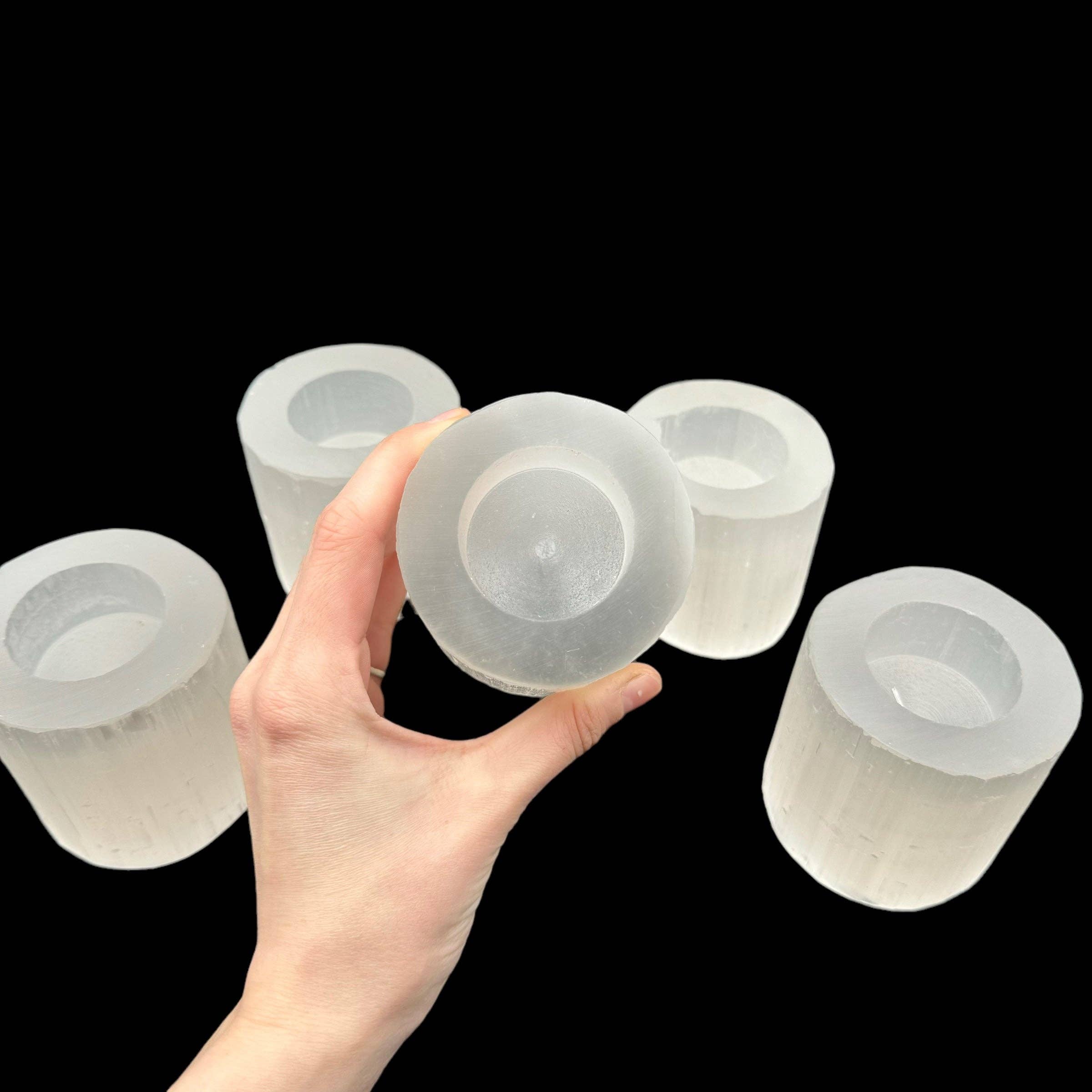 White Selenite Candle Holder - (2.5 - 3 in) for wholesale on Faire4