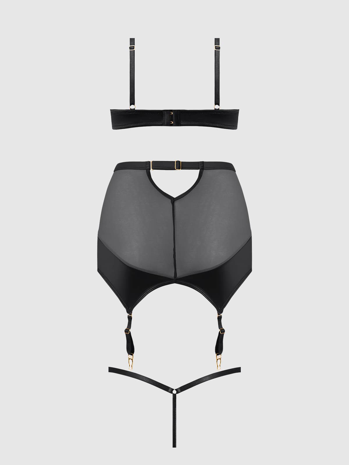 House of Desire - Wholesale Lingerie Set - Women's - RAQUEL MESH & SILKY MICRO BRA, GARTER SKIRT & G-STRING SET8