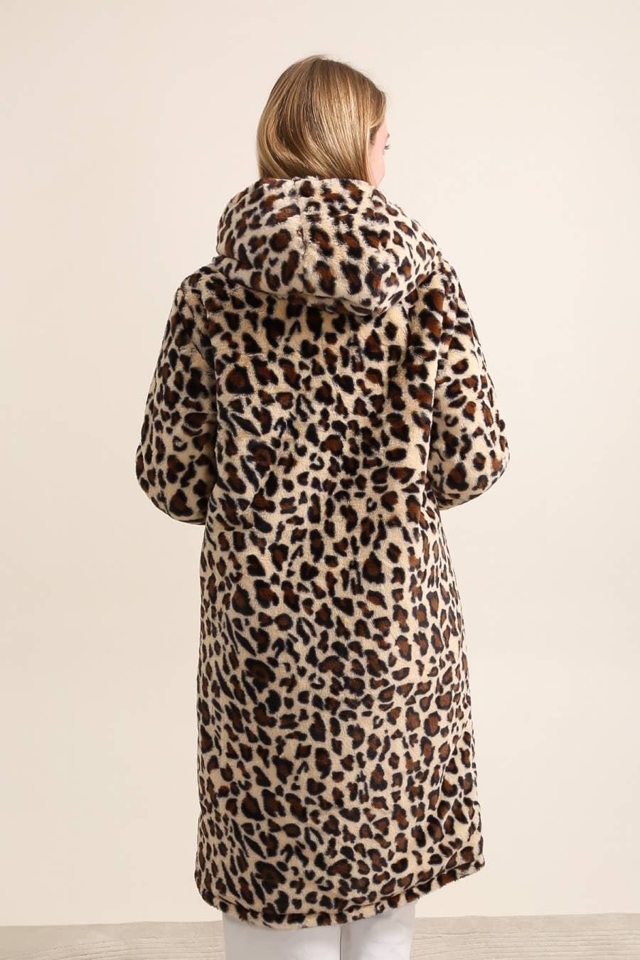 Attrait Paris – Blusão - Mulher por atacado – Casaco longo reversível com capuz e pele de leopardo13