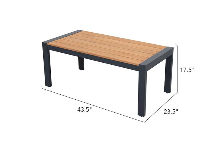 Silver Gray Nova 4-Piece Aluminum & Teak Sofa Set with Stationary Chairs for wholesale on Faire5