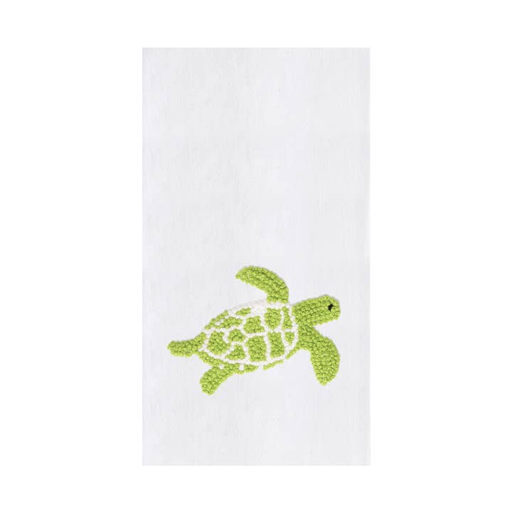 Coastal Green Turtle French Knot Kitchen Towel for wholesale by C&F Home