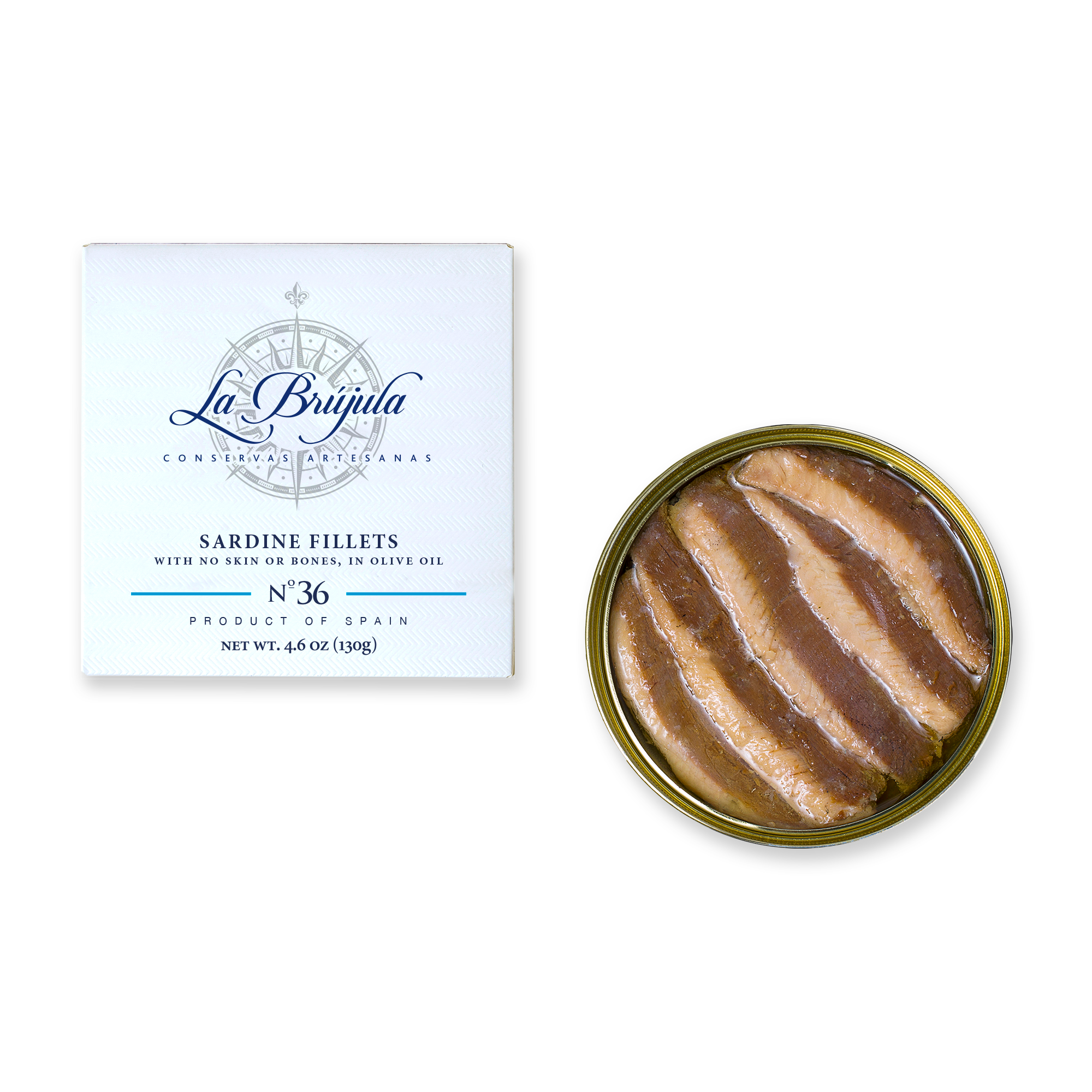 Conservas La Brújula - Vendita all'ingrosso Pesce in scatola - Filetti di Sardine S/O Senza Pelle e Lische Olio d'Oliva RO150. LB360