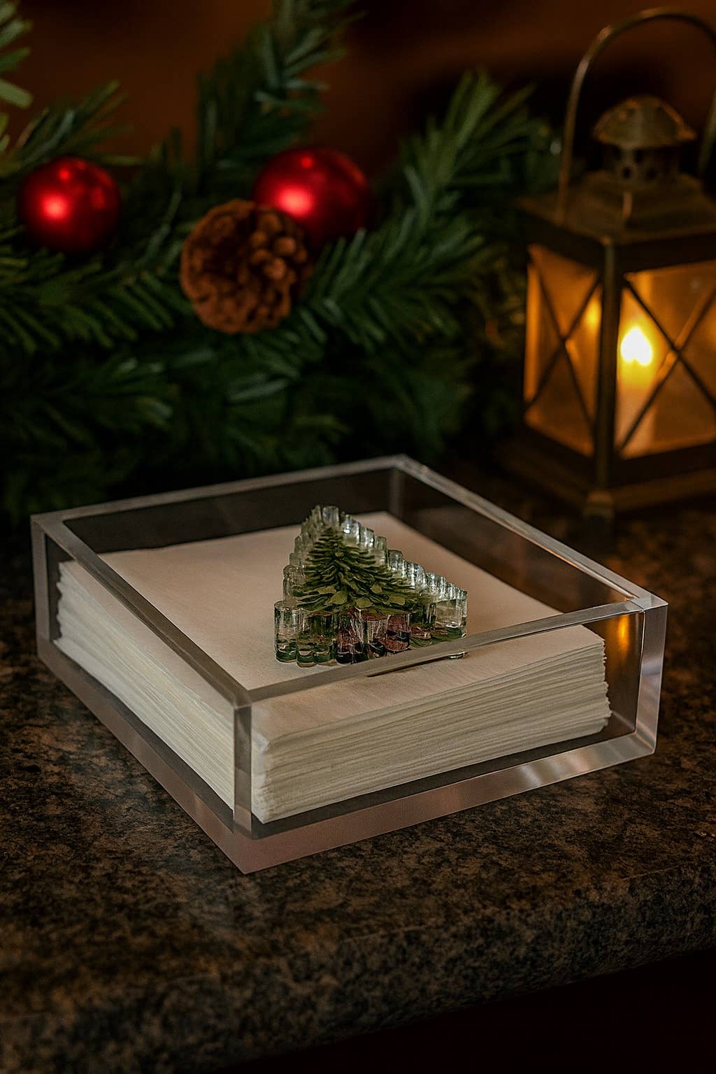 Maven Home - Wholesale Decorative Tabletop Object - Acrylic Napkin Weight, Christmas Tree2