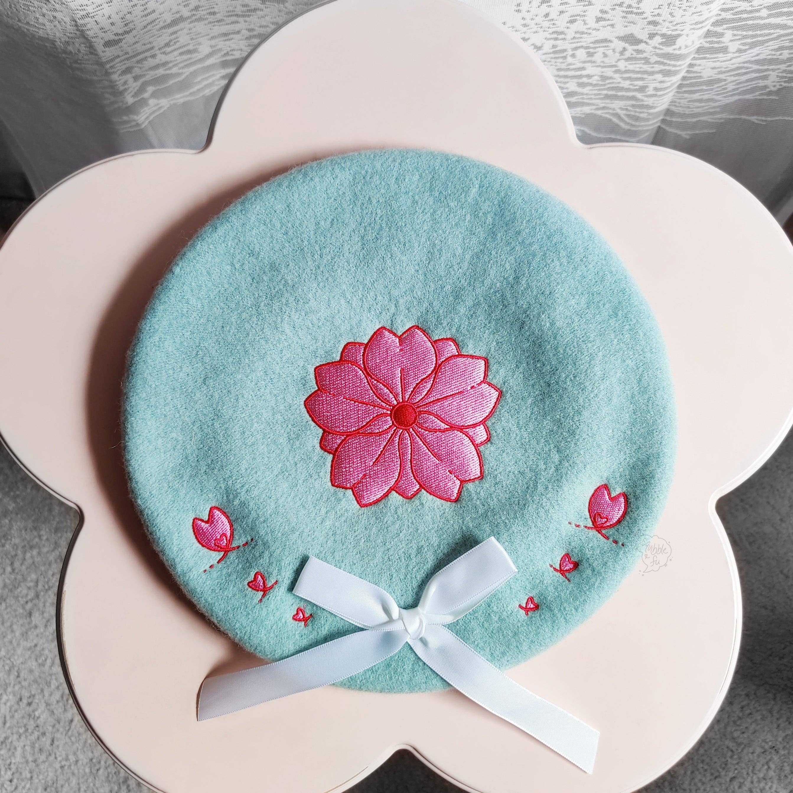 squibblefu - Wholesale Beret - Unisex - Sakura Bow Beret | SakurAccessories3