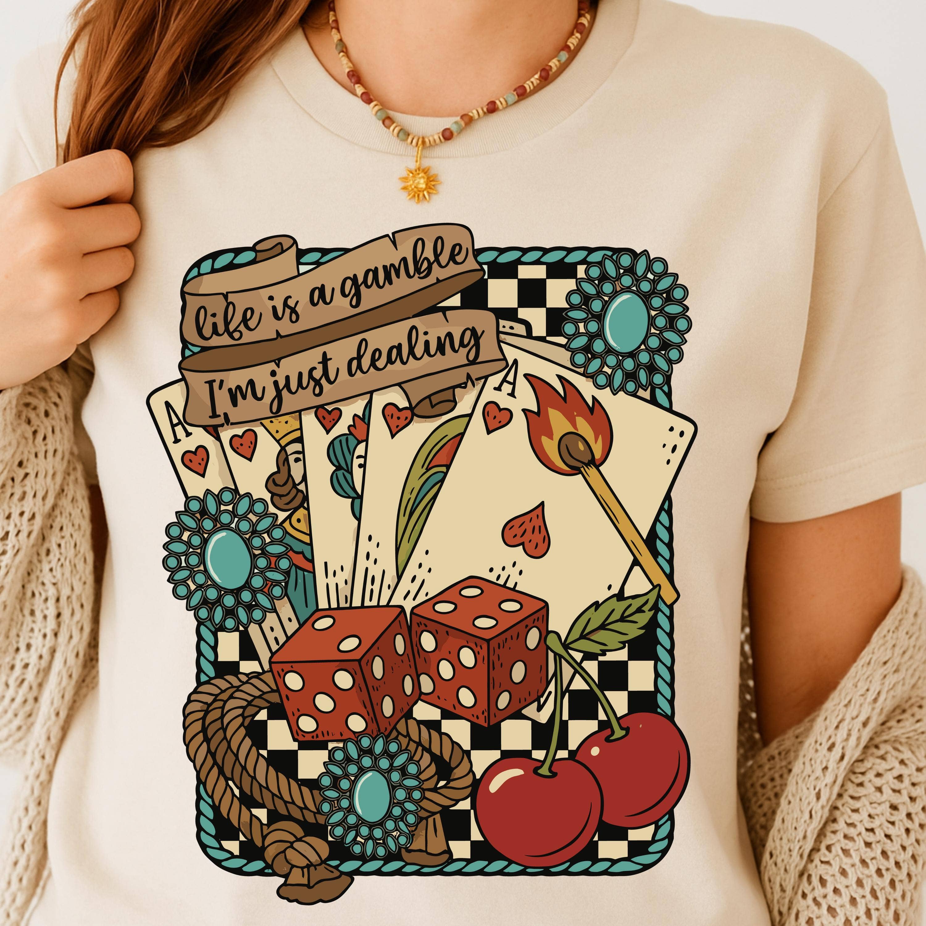 NVC Ecommerce LLC - Wholesale T-Shirt (Graphic) - Women's - Life is a Gamble T-Shirt, Retro Cowboy Sweatshirt, Country 0