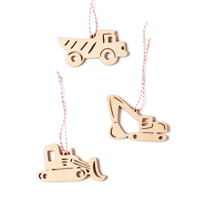 Construction Vehnicles Ornaments for wholesale by Light + Paper