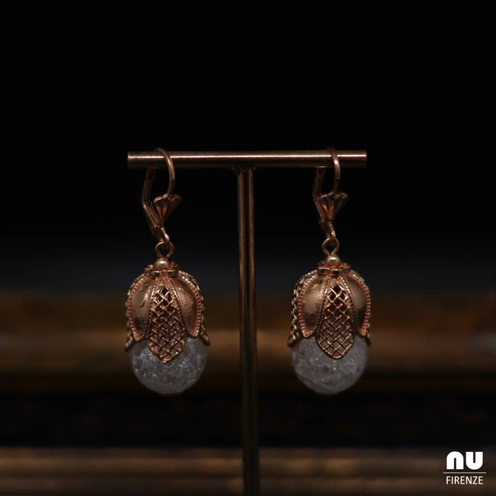 Italiaanse goudvergulde kristallen druppel oorbellen Florence voor wholesale door NU FIRENZE