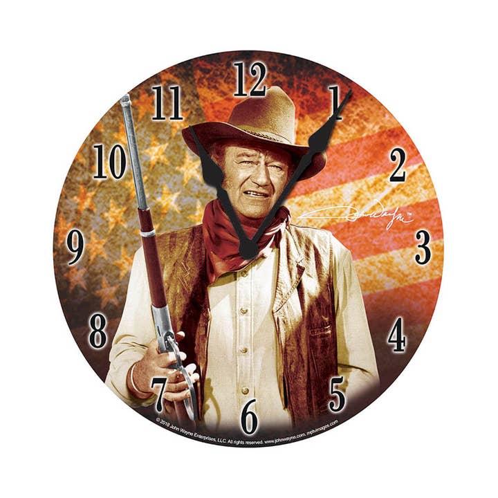 John Wayne Wall Clock for wholesale by MID-SOUTH PRODUCTS