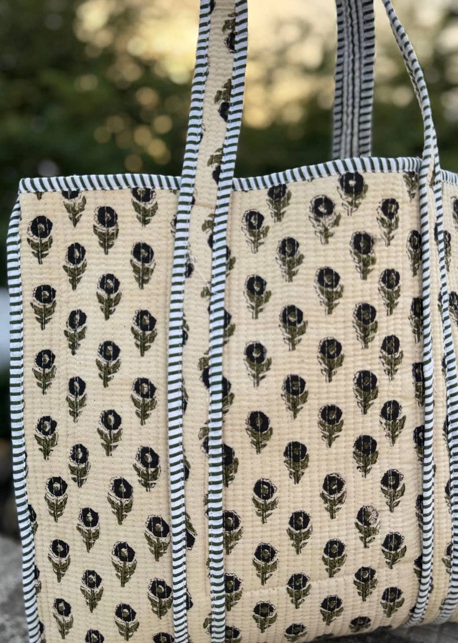 bhavnas boutique - Vente Sac porté épaule – femme - Sac en coton d'artisans indiens Sac à provisions Sac bandoulière matelassé1