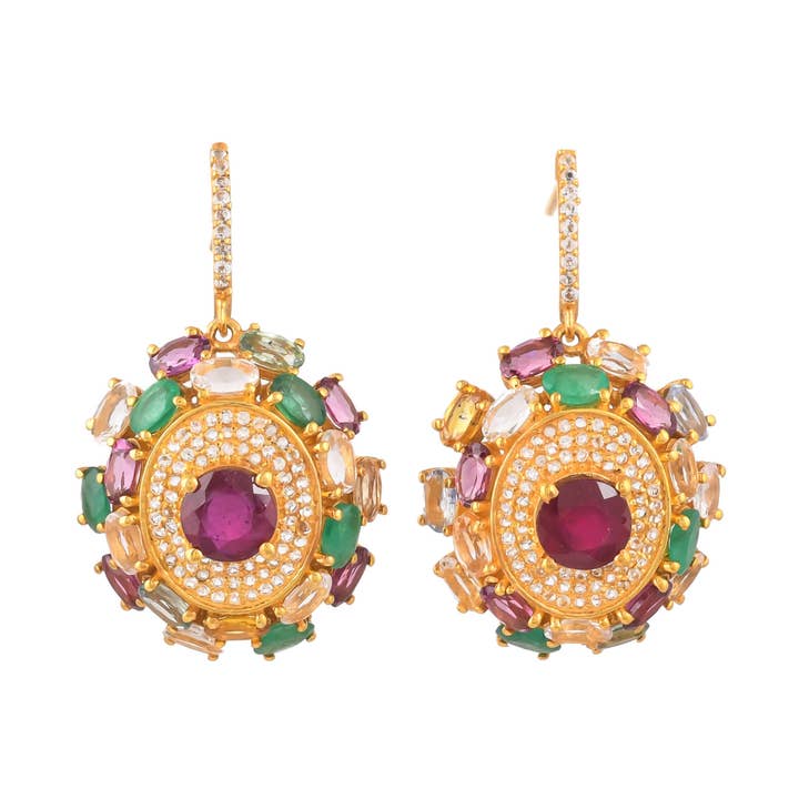 Ruby smaragd safir turmalin topas 925 silver örhänge för wholesale av Misteerious Seed