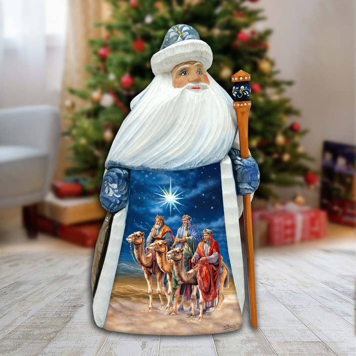 Three Kings Santa Wood Carved Figurine Nativity Décor for wholesale by G.DeBrekht Artistic Studios