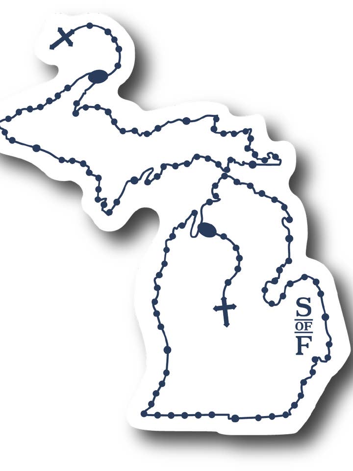 Michigan Catholic Rosary Sticker for wholesale by Sock Religious