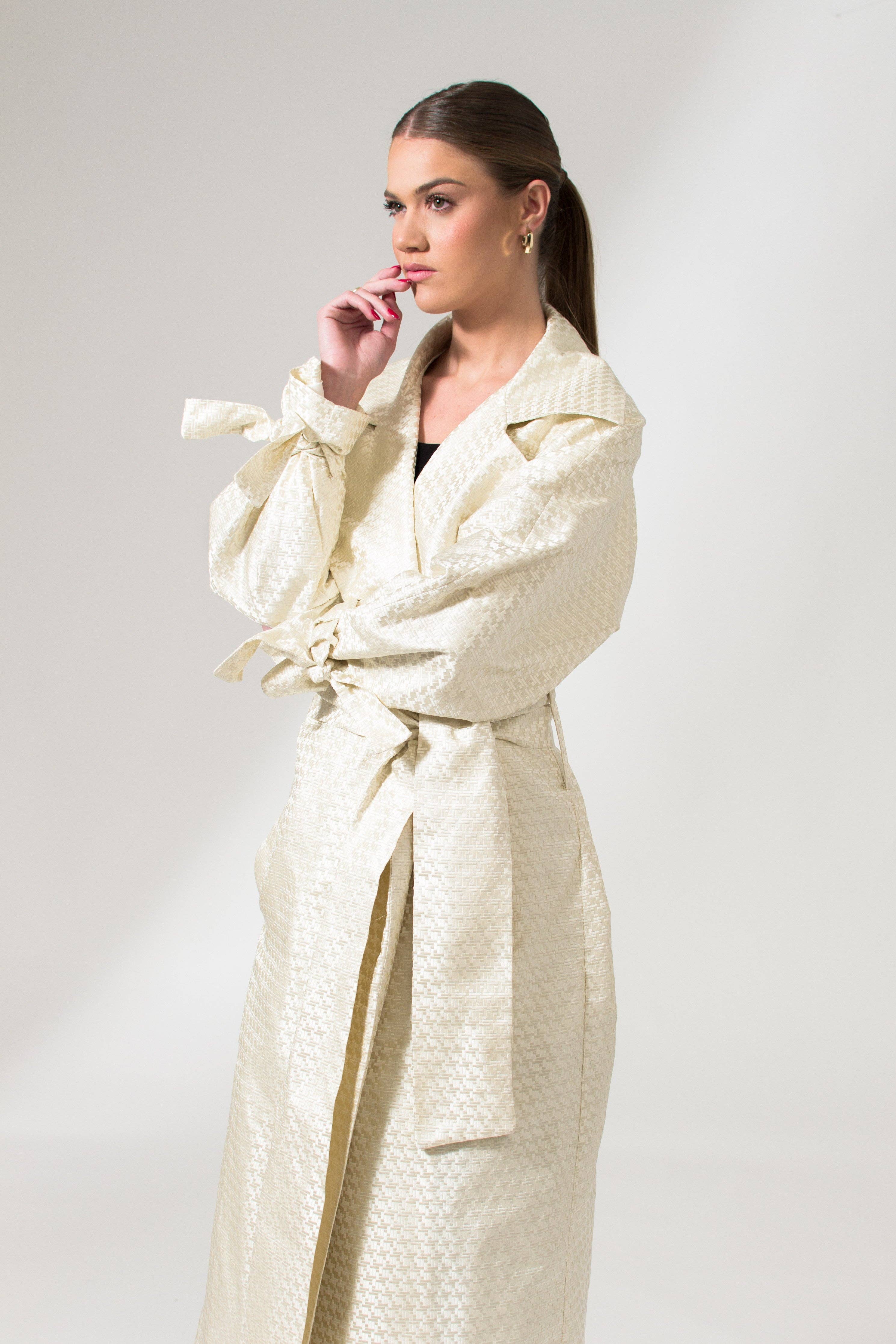 Cream White The Mae Trench Coat for wholesale on Faire6